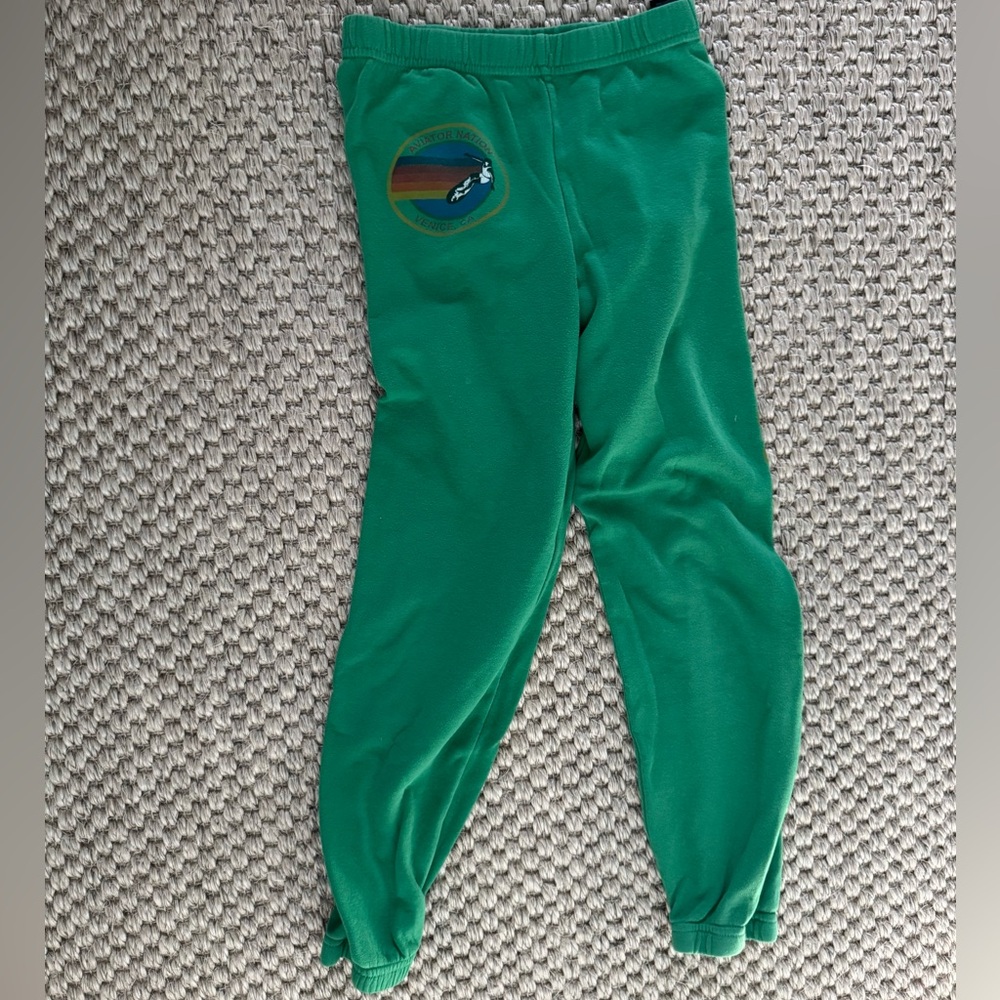 Kids Aviator Nation green sweatpants size 12